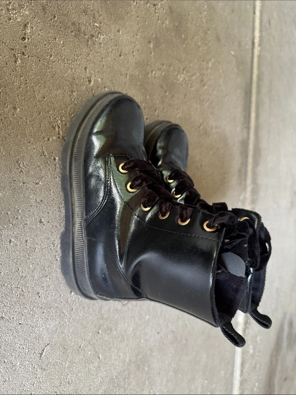 Kids Black Lace-Up Ankle Boots -